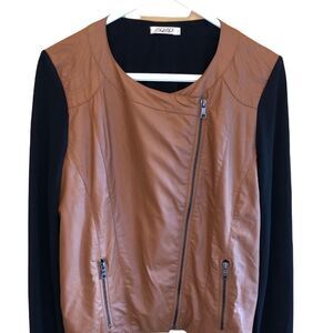 𝅺zozo Faux Leather Sweater Jacket EUC